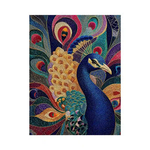 peacock Canvas Print colorful luxury bird canvas, vibrant peacock painting detailed feathers artwork, blue gold peacock canvas modern decor, exotic bird Canvas Print premium textured design