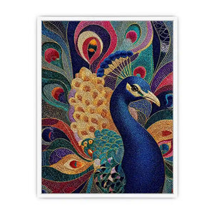 peacock Canvas Print colorful luxury bird canvas, vibrant peacock painting detailed feathers artwork, blue gold peacock canvas modern decor, exotic bird Canvas Print premium textured design