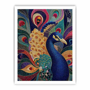 peacock Canvas Print colorful luxury bird canvas, vibrant peacock painting detailed feathers artwork, blue gold peacock canvas modern decor, exotic bird Canvas Print premium textured design