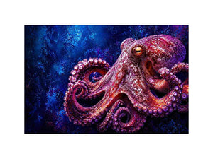 octopus Canvas Print modern ocean canvas, vibrant octopus painting detailed texture artwork, marine life canvas bold sea creature decor, underwater octopus artwork premium design