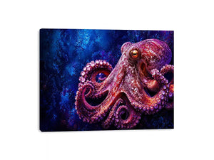 octopus Canvas Print modern ocean canvas, vibrant octopus painting detailed texture artwork, marine life canvas bold sea creature decor, underwater octopus artwork premium design