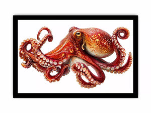 minimal octopus Canvas Print clean marine canvas, elegant octopus illustration modern decor, red octopus artwork white background premium print, sea life minimalist canvas design