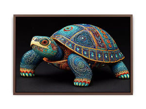 ornate turtle Canvas Print canvas, luxury blue gold turtle artwork, decorative sea life Canvas Print, detailed reptile illustration Canvas Print