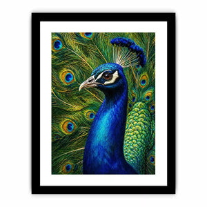 Vibrant peacock Canvas Print with detailed blue and gold feathers
