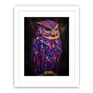 colorful owl canvas Canvas Print vibrant modern bird painting