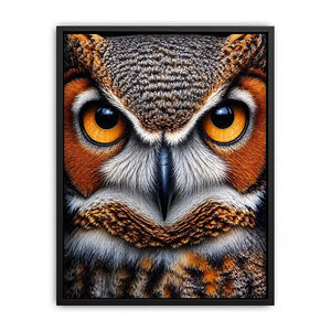 owl close up portrait intense eyes wildlife canvas Canvas Print