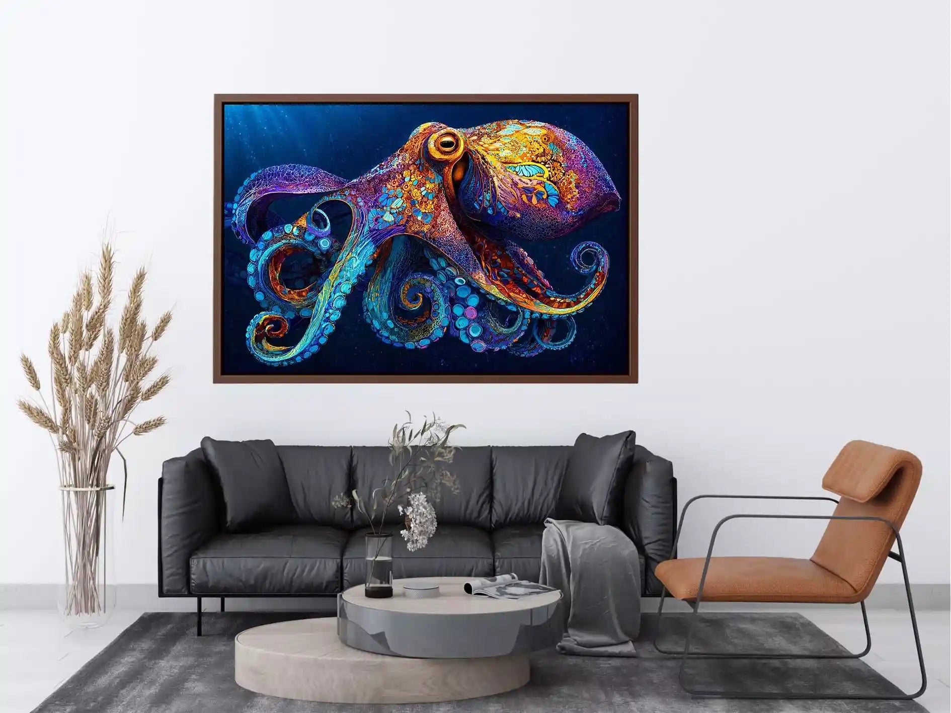 colorful octopus abstract ocean vibrant canvas Canvas Print