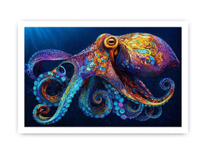 colorful octopus abstract ocean vibrant canvas Canvas Print