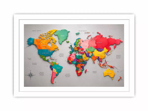 colorful world map Canvas Print modern educational canvas global geography decor