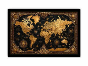 vintage world map gold Canvas Print antique luxury canvas black gold decor
