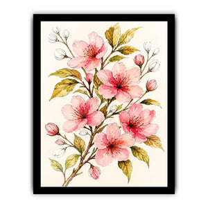 delicate cherry blossom floral Canvas Print in soft pink watercolor style elegant botanical canvas