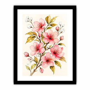 delicate cherry blossom floral Canvas Print in soft pink watercolor style elegant botanical canvas