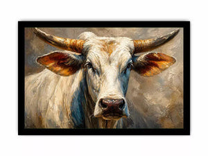 rustic bull portrait Canvas Print textured farmhouse animal canvas decor