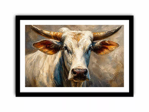 rustic bull portrait Canvas Print textured farmhouse animal canvas decor