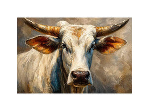 rustic bull portrait Canvas Print textured farmhouse animal canvas decor