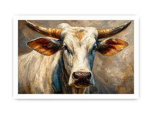 rustic bull portrait Canvas Print textured farmhouse animal canvas decor