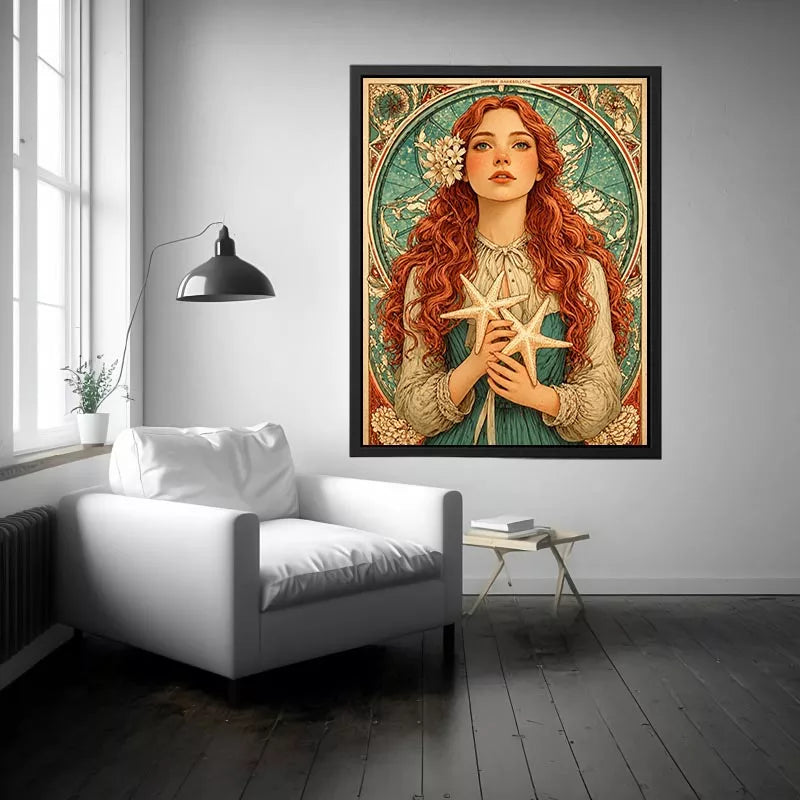 art nouveau woman portrait Canvas Print pastel vintage feminine canvas decor
