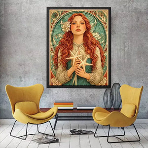 art nouveau woman portrait Canvas Print pastel vintage feminine canvas decor
