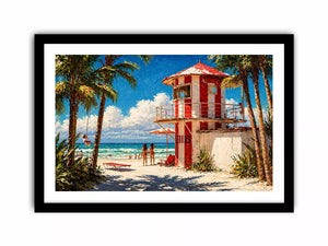 tropical beach lifeguard tower Canvas Print coastal ocean canvas summer decor