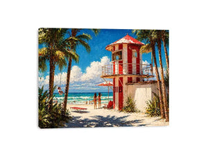 tropical beach lifeguard tower Canvas Print coastal ocean canvas summer decor