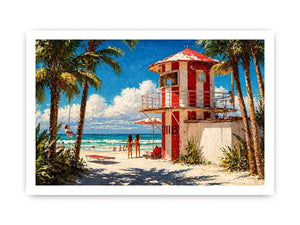 tropical beach lifeguard tower Canvas Print coastal ocean canvas summer decor