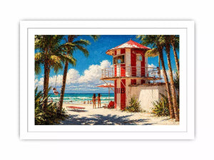 tropical beach lifeguard tower Canvas Print coastal ocean canvas summer decor