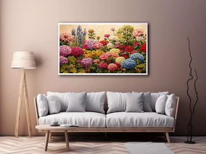 vibrant floral garden wall art colorful botanical canvas textured decor