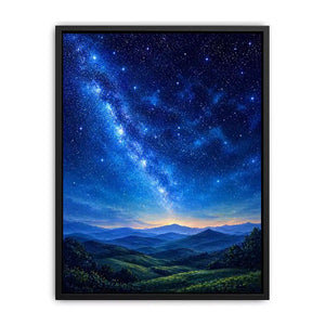 starry night sky landscape Canvas Print dreamy blue canvas peaceful decor