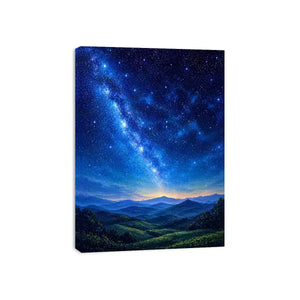 starry night sky landscape Canvas Print dreamy blue canvas peaceful decor