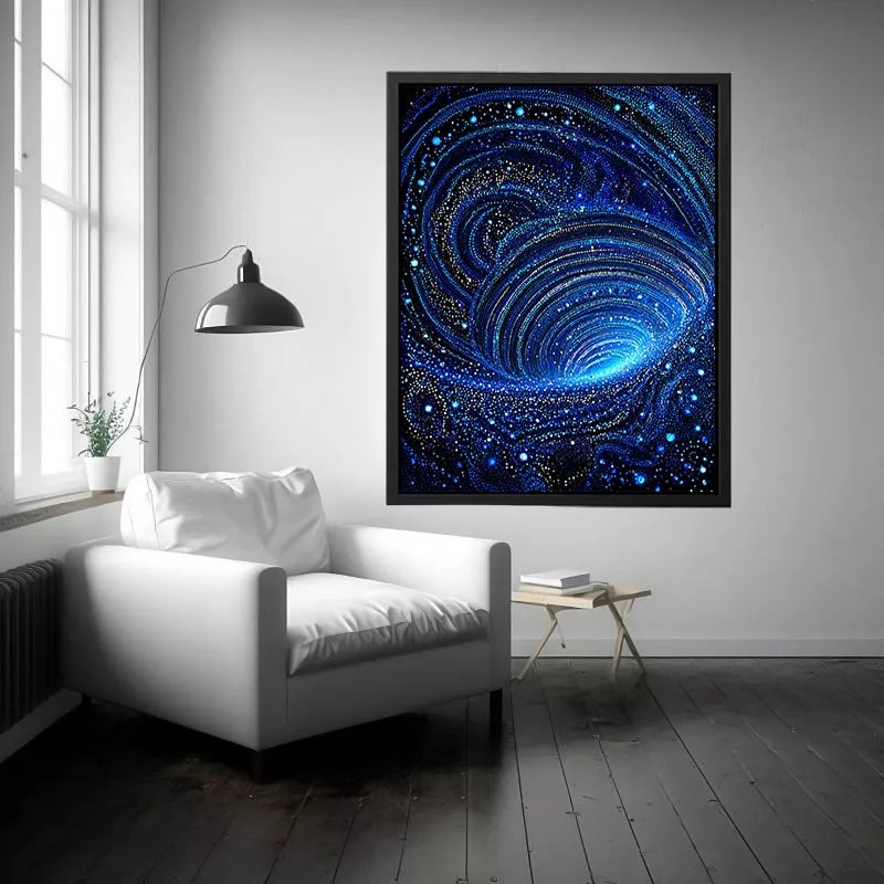 abstract galaxy spiral blue wall art cosmic space canvas modern decor