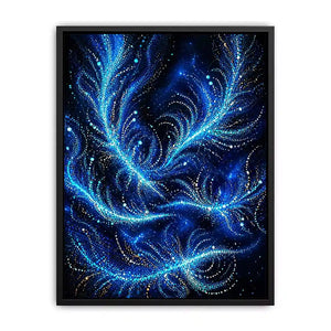 abstract blue light flow Canvas Print cosmic glowing canvas modern decor