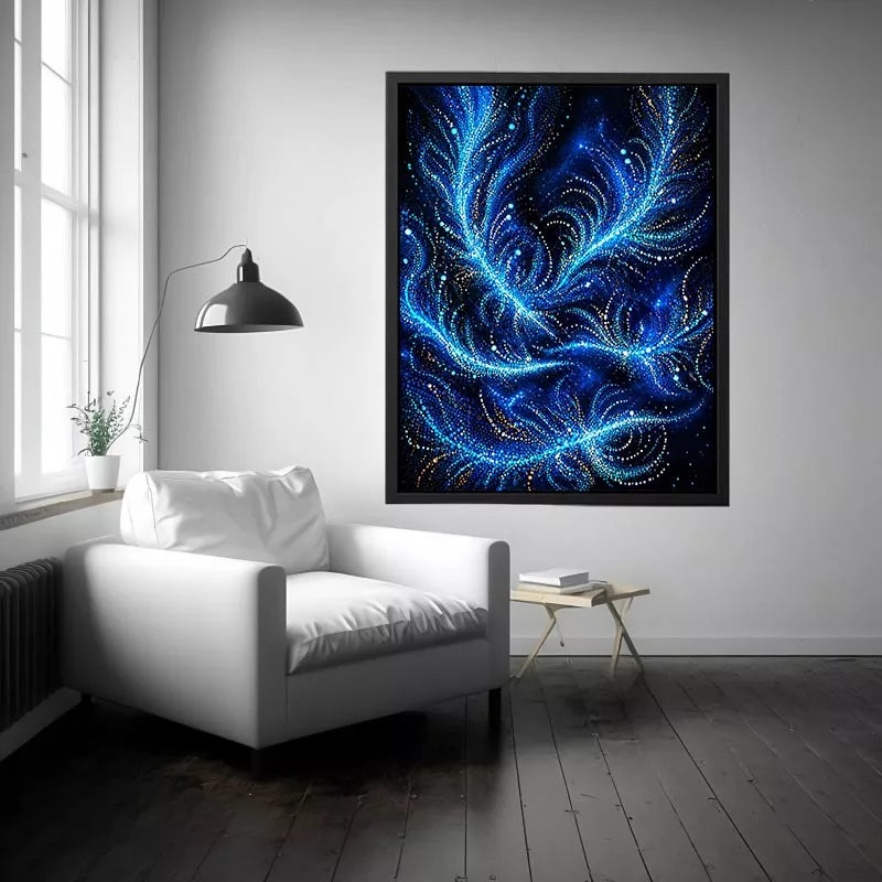 abstract blue light flow Canvas Print cosmic glowing canvas modern decor