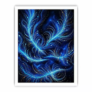 abstract blue light flow Canvas Print cosmic glowing canvas modern decor