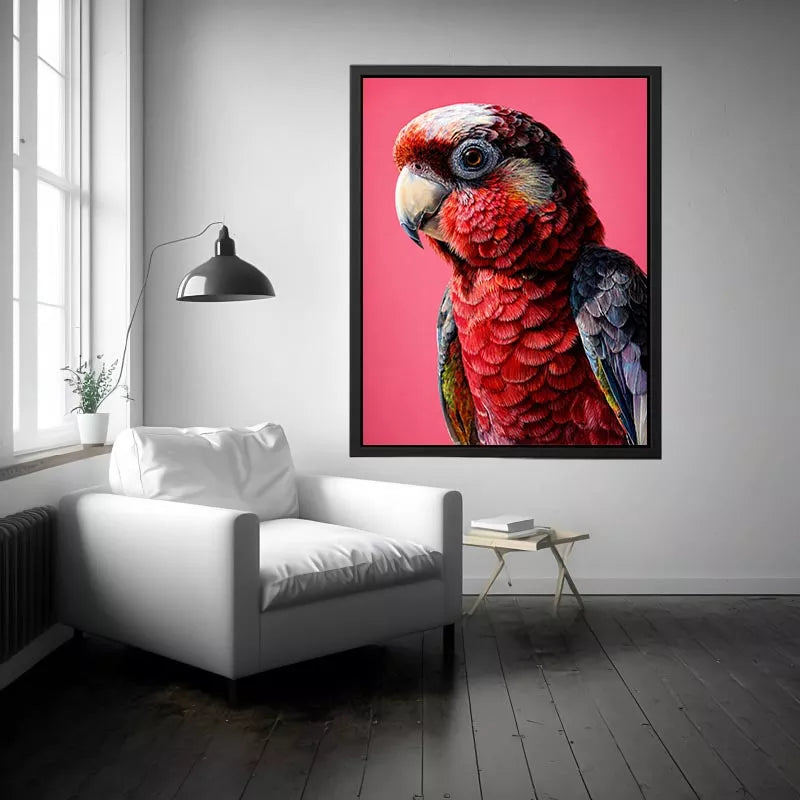 modern parrot portrait Canvas Print vibrant red bird canvas tropical decor