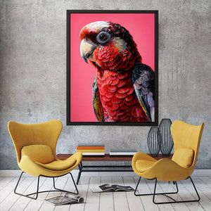 modern parrot portrait Canvas Print vibrant red bird canvas tropical decor