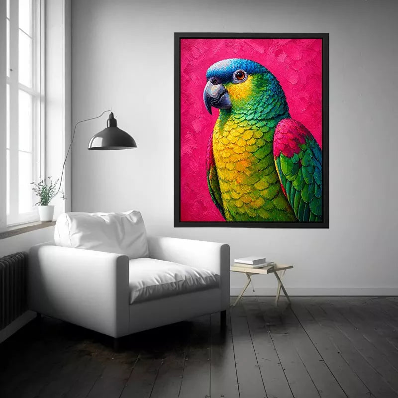 colorful parrot painting Canvas Print tropical vibrant bird canvas decor