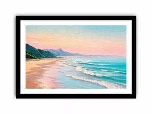 coastal beach painting Canvas Print soft pastel ocean waves canvas decor