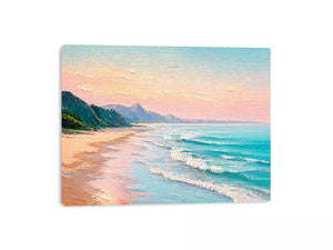 coastal beach painting Canvas Print soft pastel ocean waves canvas decor