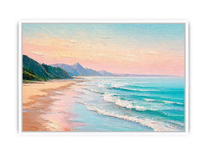 coastal beach painting Canvas Print soft pastel ocean waves canvas decor