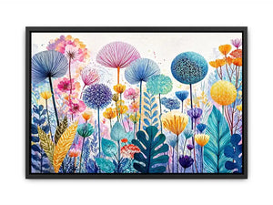 abstract botanical flowers Canvas Print colorful modern floral canvas decor