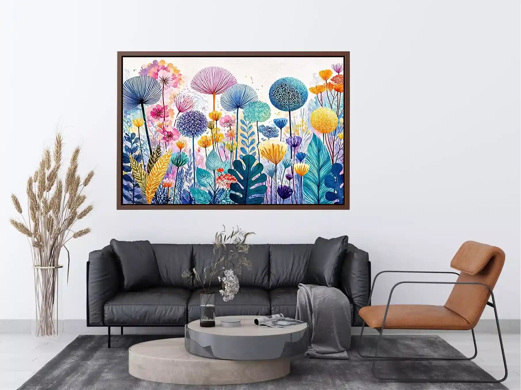 abstract botanical flowers Canvas Print colorful modern floral canvas decor