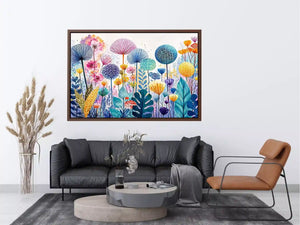 abstract botanical flowers Canvas Print colorful modern floral canvas decor