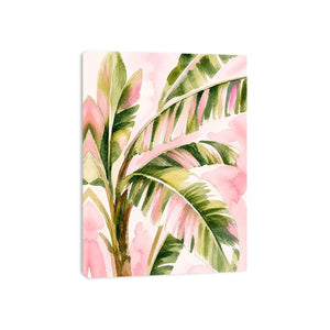 tropical palm leaves Canvas Print in blush pink and green watercolor style elegant botanical canvas