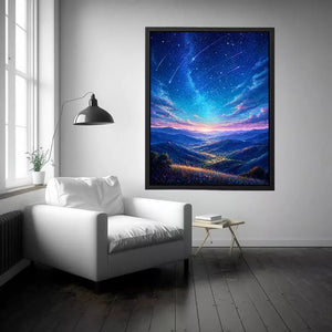 starry valley landscape Canvas Print dreamy night sky canvas decor