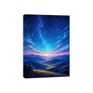 starry valley landscape Canvas Print dreamy night sky canvas decor