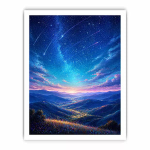 starry valley landscape Canvas Print dreamy night sky canvas decor