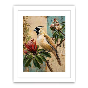 Botanical Magpie Bird Canvas Print | Vintage Floral Nature Canvas