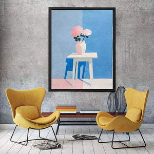 minimalist pastel floral vase painting canvas Canvas Print modern scandinavian decor