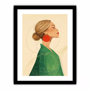 Minimalist woman portrait with red earring modern canvas Canvas Print