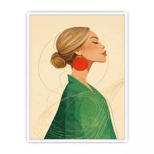 Minimalist woman portrait with red earring modern canvas Canvas Print